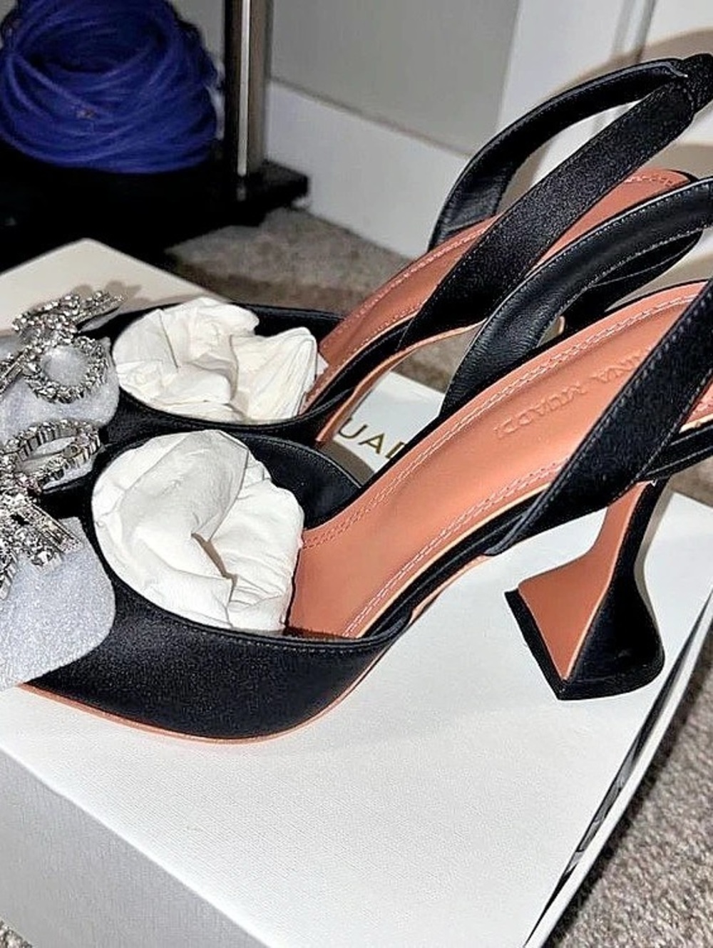 Amina Muaddi Rosie Slingback Pumps in Black & Gray